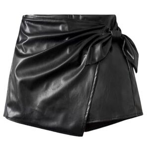 Jason Wu Faux Leather Black Wrap Mini Skirt XS